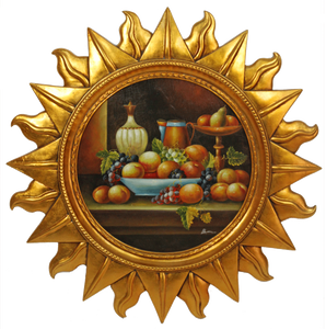 Casa Padrino image murale baroque soleil aux fruits or / multicolore Ø 88 cm - Décoration Murale - Accessoires de Décoration Baroque