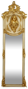 Casa Padrino Luxury Baroque Wall Mirror Madonna Cream / Gold 55 x H. 175 cm - Solid and Heavy - Antique Style Mirror
