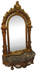 Casa Padrino baroque mirror console with marble top gold / black 145 x 55 x H. 250 cm - Baroque Style Wardrobe Furniture - Noble & Sumptuous Casa Padrino baroque mirror console with marble top gold / black 145 x 55 x H. 250 cm - Baroque Style Wardrobe Furniture - Noble & Sumptuous