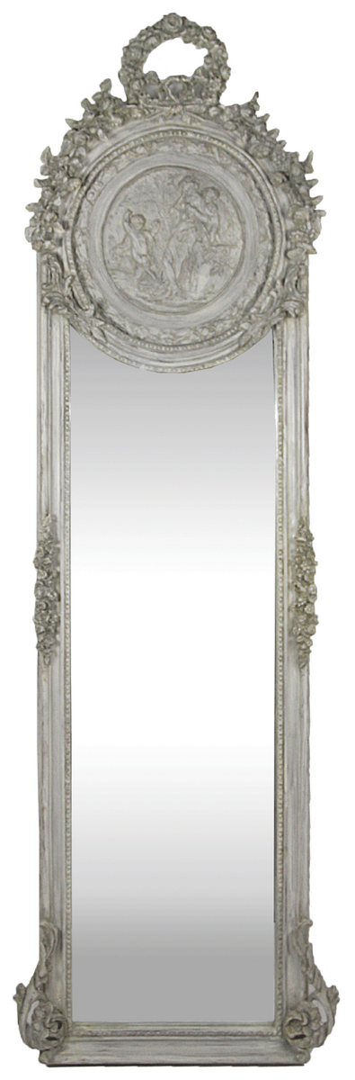 Casa Padrino Baroque Mirror Gray 55 x H. 175 cm - Solid and Heavy - Antique Style Wall Mirror Casa Padrino Baroque Mirror Gray 55 x H. 175 cm - Solid and Heavy - Antique Style Wall Mirror