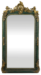 Casa Padrino specchio barocco a parete verde / oro antico 85 x H. 160 cm - Magnifico Specchio Barocco con Splendidi Ornamenti e Figure Decorative di Angeli