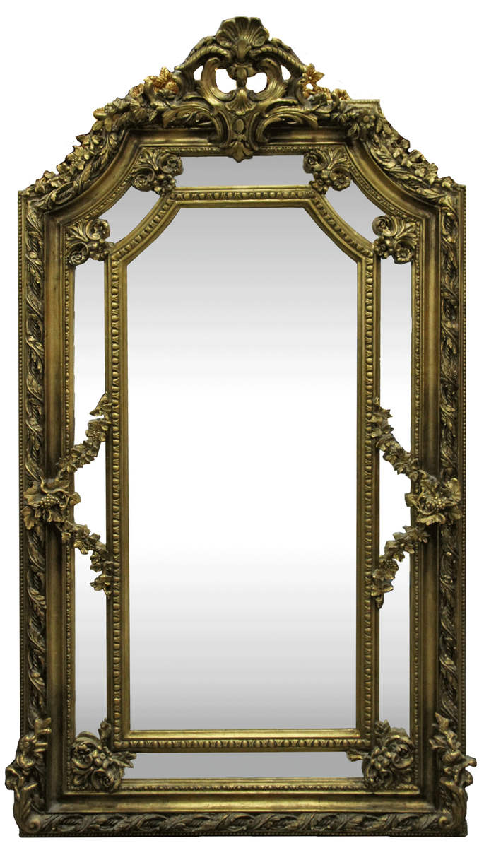 Casa Padrino baroque wall mirror gold 115 x H. 215 cm - Magnificent Baroque Mirror with Beautiful Decorations - Furniture in Baroque Style Casa Padrino baroque wall mirror gold 115 x H. 215 cm - Magnificent Baroque Mirror with Beautiful Decorations - Furniture in Baroque Style