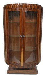Casa Padrino Art Deco Vitrine Mahonie Braun Glasvitrine Glass Cabinet Barock Varoque Braun Brown Mahagoni Mahagony Luxus Luxury