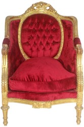 Casa Padrino Barock Thron Sessel Bordeaux Rot / Gold