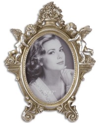 Casa Padrino cornice immagini barocco con figure decorative di angelo argento antico 22,3 x H. 29,2 cm - Accessori Decorativi in Stile Barocco