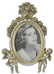 Casa Padrino cornice immagini barocco con figure decorative di angelo argento antico 22,2 x H. 31,8 cm - Accessori Decorativi Barocchi
