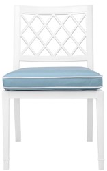 Casa Padrino silla de comedor de lujo blanco / azul claro 53 x 66 x H. 87 cm - Silla de Cocina de Aluminio con Cojín - Muebles de Comedor
	
