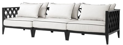 Casa Padrino Luxus Sofa Ocean Club Mattschwarz / Weiß