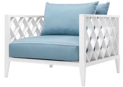 Casa Padrino sillón de lujo con cojines blanco / azul claro 96,5 x 93,5 x H. 68,5 cm - Muebles de Salón