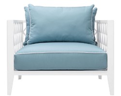 Casa Padrino sillón de lujo con cojines blanco / azul claro 96,5 x 93,5 x H. 68,5 cm - Muebles de Salón