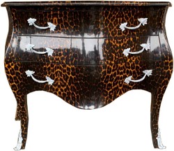 Cajonera barroca Casa Padrino en leopardo / plata con 3 cajones - estilo de muebles antiguos