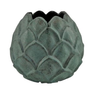 Casa Padrino vaso in alluminio verde menta Ø 16 x H. 13 cm - Vaso per Fiori Decorativo a Forma di Ananas