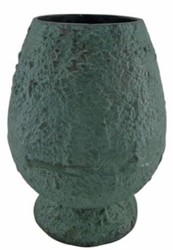 Casa Padrino Vaso Deco Verde Menta Ø 21 x H. 29 cm - Vaso per Fiori Rotondo in Alluminio - Accessori Decorativi