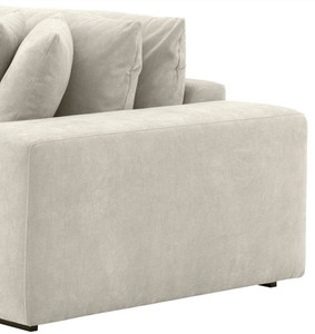 Casa Padrino Luxus Wohnzimmer Sofa mit Kissen Sandfarben / Schwarz 280 x 120 x H. 90 cm - Luxus Qualität