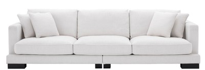 Casa Padrino Luxus Wohnzimmer Sofa mit Kissen Weiß / Schwarz 284 x 110 x H. 85 cm - Wohnzimmer Möbel - Luxus Kollektion
