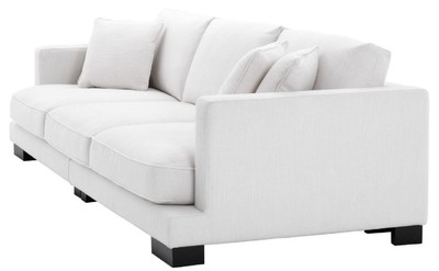 Casa Padrino Luxus Wohnzimmer Sofa mit Kissen Weiß / Schwarz 284 x 110 x H. 85 cm - Wohnzimmer Möbel - Luxus Kollektion