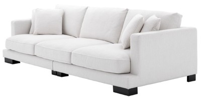 Casa Padrino Luxus Wohnzimmer Sofa mit Kissen Weiß / Schwarz 284 x 110 x H. 85 cm - Wohnzimmer Möbel - Luxus Kollektion