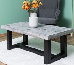 Casa Padrino Country Style Coffee Table Gray / Black 120 x 60 x H. 45 cm - Solid Wood Living Room Table - Living Room Furniture in Country Style