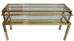 Casa Padrino luxury stainless steel console gold 139 x 40 x H. 72 cm - Rectangular Console Table with Glass Top - Luxury Living Room Furniture