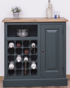 Casa Padrino armoire à vin de style campagnard avec porte gris bleu / naturel 90 x 41 x H. 90 cm - Mobilier de Style Campagnard
