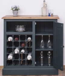 Casa Padrino country style wine cabinet with door gray blue / natural 90 x 41 x H. 90 cm - Country Style Furniture