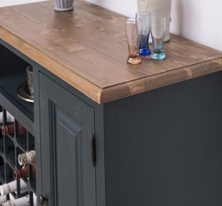 Casa Padrino country style wine cabinet with door gray blue / natural 90 x 41 x H. 90 cm - Country Style Furniture