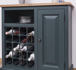 Casa Padrino country style wine cabinet with door gray blue / natural 90 x 41 x H. 90 cm - Country Style Furniture