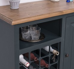 Casa Padrino country style wine cabinet with door gray blue / natural 90 x 41 x H. 90 cm - Country Style Furniture