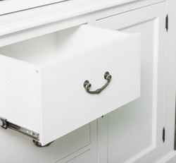 Casa Padrino gabinete de cocina de estilo campestre blanco / marrón 179 x 47 x H. 225 cm - Gabinete de Cocina de Madera Maciza con 4 Puertas y 3 Cajones - Muebles de Cocina de Estilo Campestre 