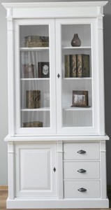 Casa Padrino armario de estilo campestre de madera maciza con 3 puertas y 3 cajones blanco 120 x 51 x H. 228 cm - Armario de Salón - Muebles de Estilo Campestre 