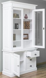 Casa Padrino armario de estilo campestre de madera maciza con 3 puertas y 3 cajones blanco 120 x 51 x H. 228 cm - Armario de Salón - Muebles de Estilo Campestre 
