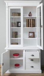 Casa Padrino armario de estilo campestre de madera maciza con 3 puertas y 3 cajones blanco 120 x 51 x H. 228 cm - Armario de Salón - Muebles de Estilo Campestre 