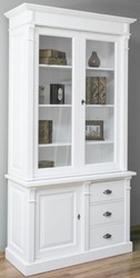 Casa Padrino armario de estilo campestre de madera maciza con 3 puertas y 3 cajones blanco 120 x 51 x H. 228 cm - Armario de Salón - Muebles de Estilo Campestre 