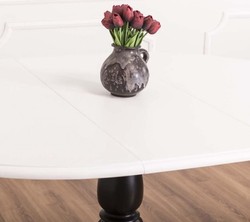 Casa Padrino Country Style Dining Table White / Black Ø 120 x H. 78 cm - Round Extendable Solid Wood Kitchen Table - Country Style Dining Room Furniture