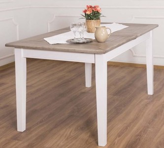 Casa Padrino tavolo da pranzo stile country marrone / bianco 160-200 x 90 x A. 78 cm - Tavolo da Cucina in Legno Massello con Piano Allungabile in Rovere