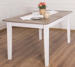 Casa Padrino tavolo da pranzo stile country marrone / bianco 160-200 x 90 x A. 78 cm - Tavolo da Cucina in Legno Massello con Piano Allungabile in Rovere