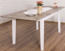 Casa Padrino tavolo da pranzo stile country marrone / bianco 160-200 x 90 x A. 78 cm - Tavolo da Cucina in Legno Massello con Piano Allungabile in Rovere