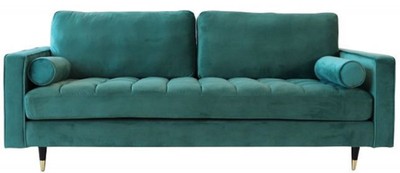 Casa Padrino sofá de terciopelo de salón con cojínes verde esmeralda / negro / latón 225 x 95 x A. 90 cm - Muebles de salón de lujo