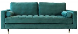 Casa Padrino salotto divano in velluto con cuscini verde smeraldo / nero / ottone 225 x 95 x A. 90 cm - Mobili soggiorno di lusso