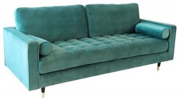 Casa Padrino salotto divano in velluto con cuscini verde smeraldo / nero / ottone 225 x 95 x A. 90 cm - Mobili soggiorno di lusso