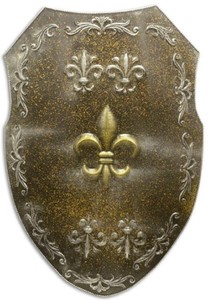 Casa Padrino scudo cavaliere in metallo argento antico / ruggine 49 x H. 71 cm - Decorazione Medievale - Decorazione Murale