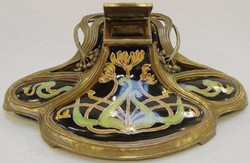 Casa Padrino Jugendstil Tintenfass Mehrfarbig / Messing