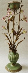Casa Padrino Art Nouveau candle holder with decorative flowers and birds multicolour / brass H. 64 cm - Deco Accessories in Baroque & Art Nouveau Style