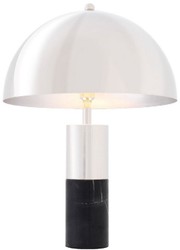 Casa Padrino lampe de table de luxe argent / noir Ø 50 x H. 70 cm - Lampe de Table avec Abat-Jour en Métal Rond
