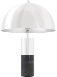 Casa Padrino lampe de table de luxe argent / noir Ø 50 x H. 70 cm - Lampe de Table avec Abat-Jour en Métal Rond
