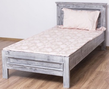 Casa Padrino Landhausstil Massivholz Bett Antik Grau 90 x 200 x H. 93 cm - Massivholz Einzelbett - Landhausstil Schlafzimmer Möbel
