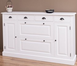 Casa Padrino Country Style Solid Wood Cabinet White 176 x 35 x H. 105 cm - Sideboard - Dresser - Shoe Cabinet - Floorboard - Country Style Furniture