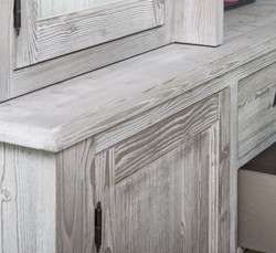 Casa Padrino armoire de cuisine de style campagnard gris / blanc 244 x 47 x H. 225 cm - Armoire 2 pièces avec 6 portes et 12 tiroirs - Meubles de Cuisine de Style Campagnard