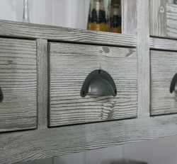 Casa Padrino armoire de cuisine de style campagnard gris / blanc 244 x 47 x H. 225 cm - Armoire 2 pièces avec 6 portes et 12 tiroirs - Meubles de Cuisine de Style Campagnard