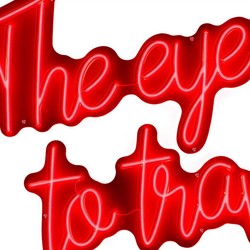 Casa Padrino Insegna al Neon LED di Lusso The Eye Has To Travel Rosso Neon 115 x 2 x A. 90 cm - Segno Decorativo a LED - Decorazione Murale di Lusso